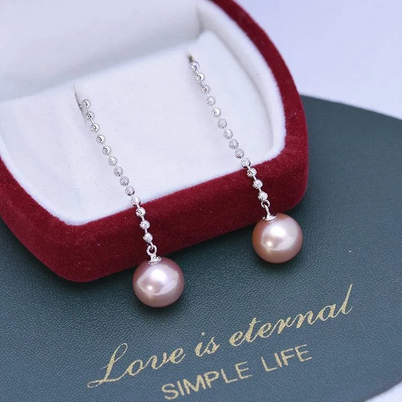 10-11mm Freshwater Pearl & Long Chain Earrings Drop