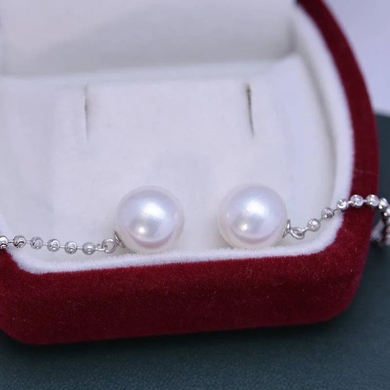 10-11mm Freshwater Pearl & Long Chain Earrings Drop