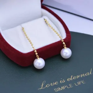 10-11mm Freshwater Pearl & Long Chain Earrings Drop