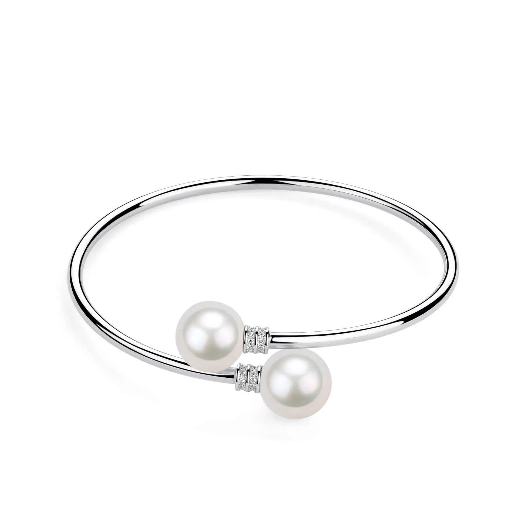 10-11mm Freshwater Pearl Silver Tube Bracelet