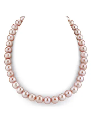 10.5-11.5mm Pink Freshwater Pearl Necklace- AAAA Quality
