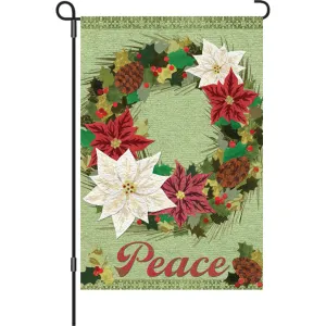 12 in. Flag - Poinsettia Wreath