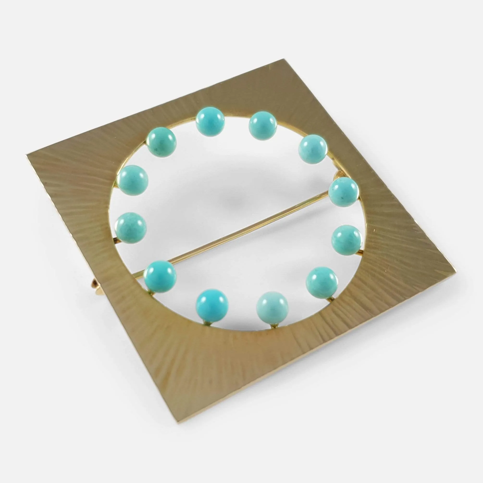 14ct Gold Amazonite Brooch by Hans Hansen