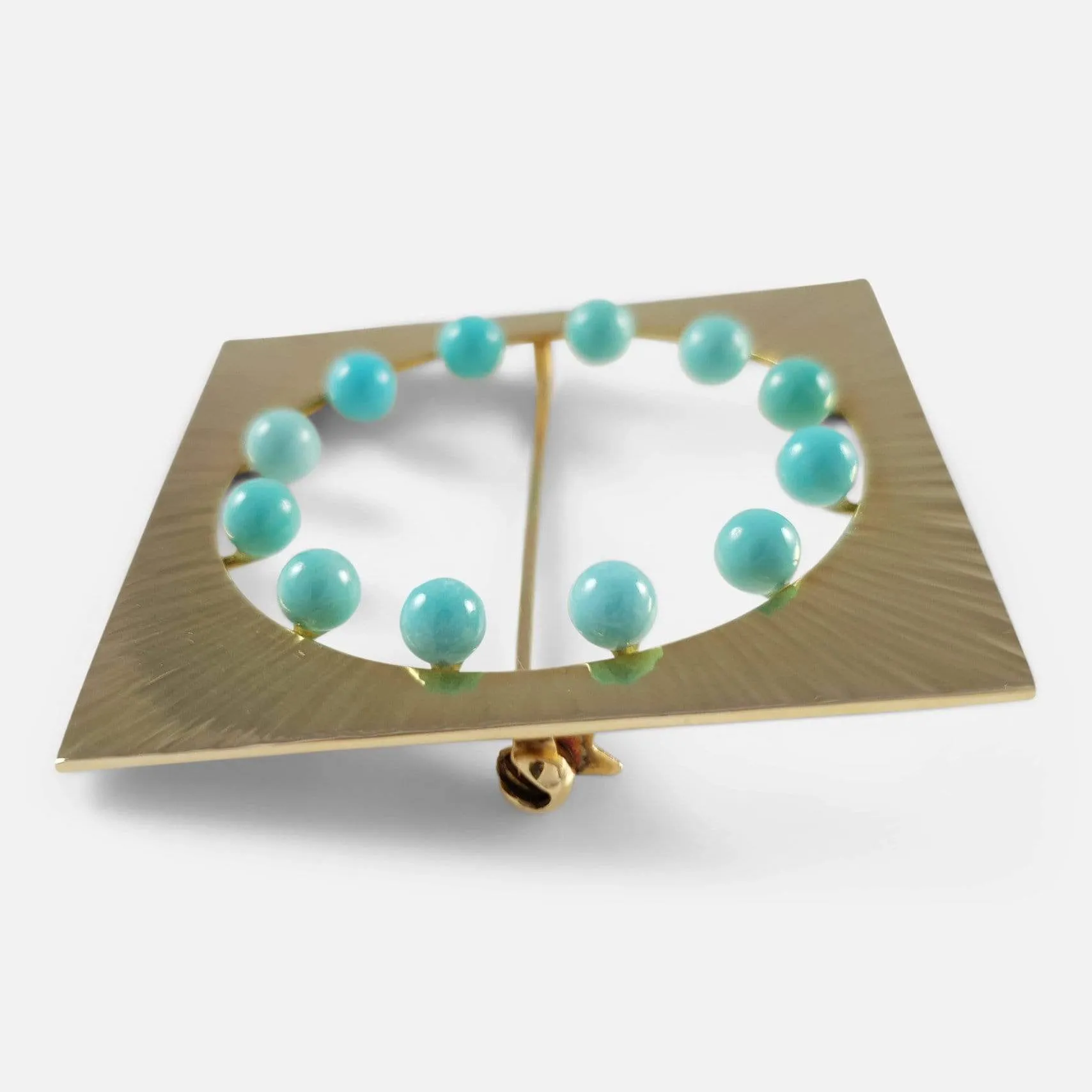 14ct Gold Amazonite Brooch by Hans Hansen