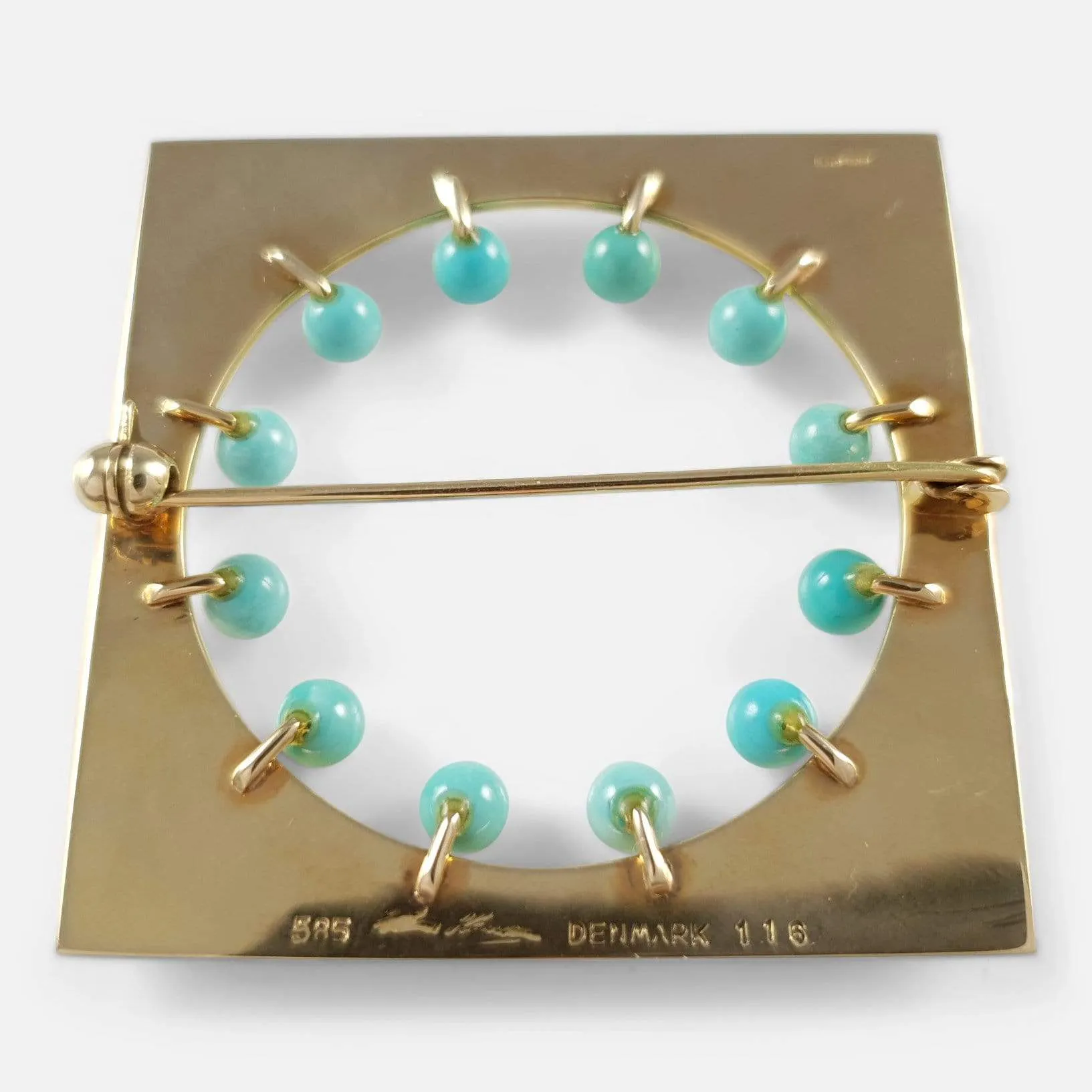 14ct Gold Amazonite Brooch by Hans Hansen