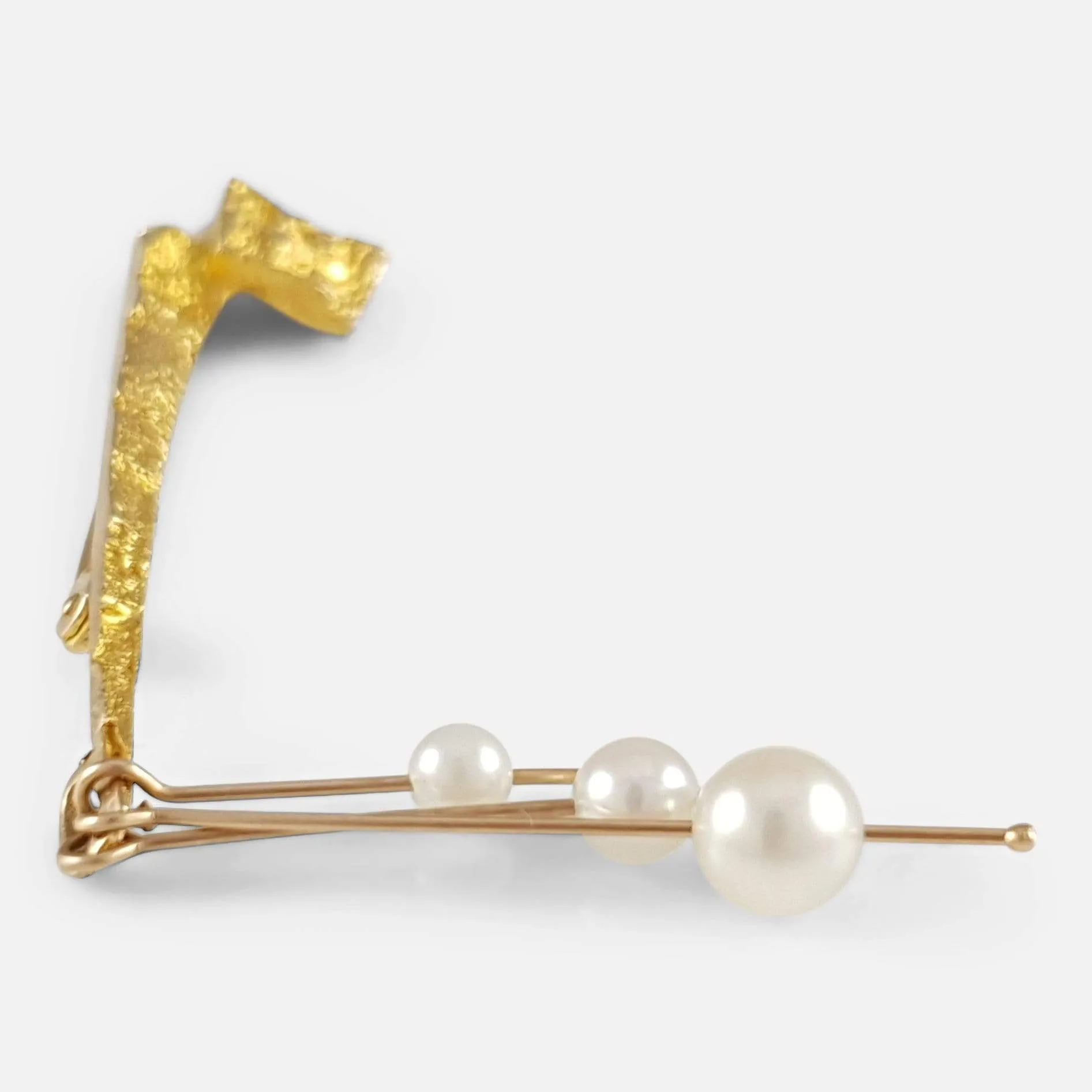 14ct Gold and Pearl Modernist Brooch by Lapponia