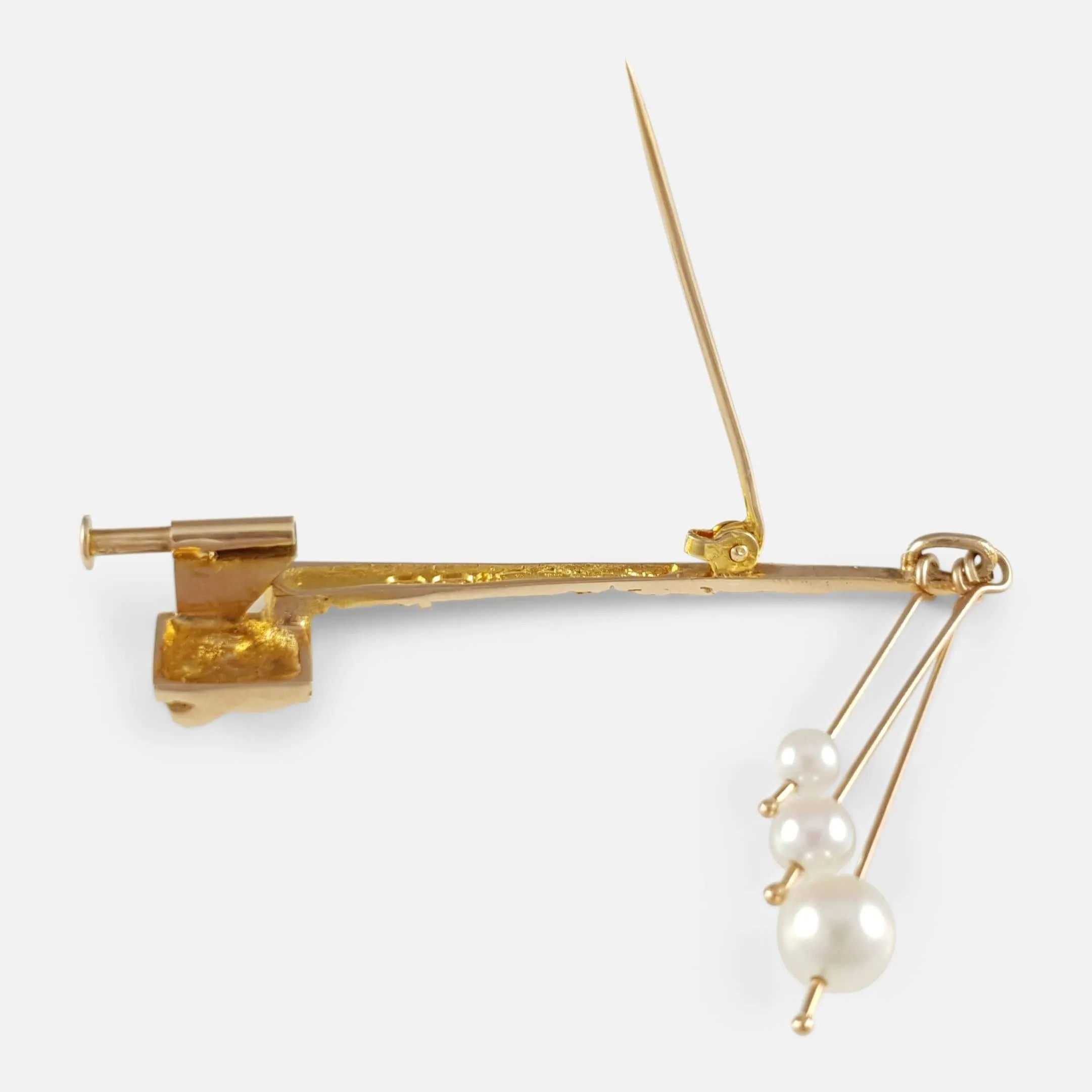 14ct Gold and Pearl Modernist Brooch by Lapponia