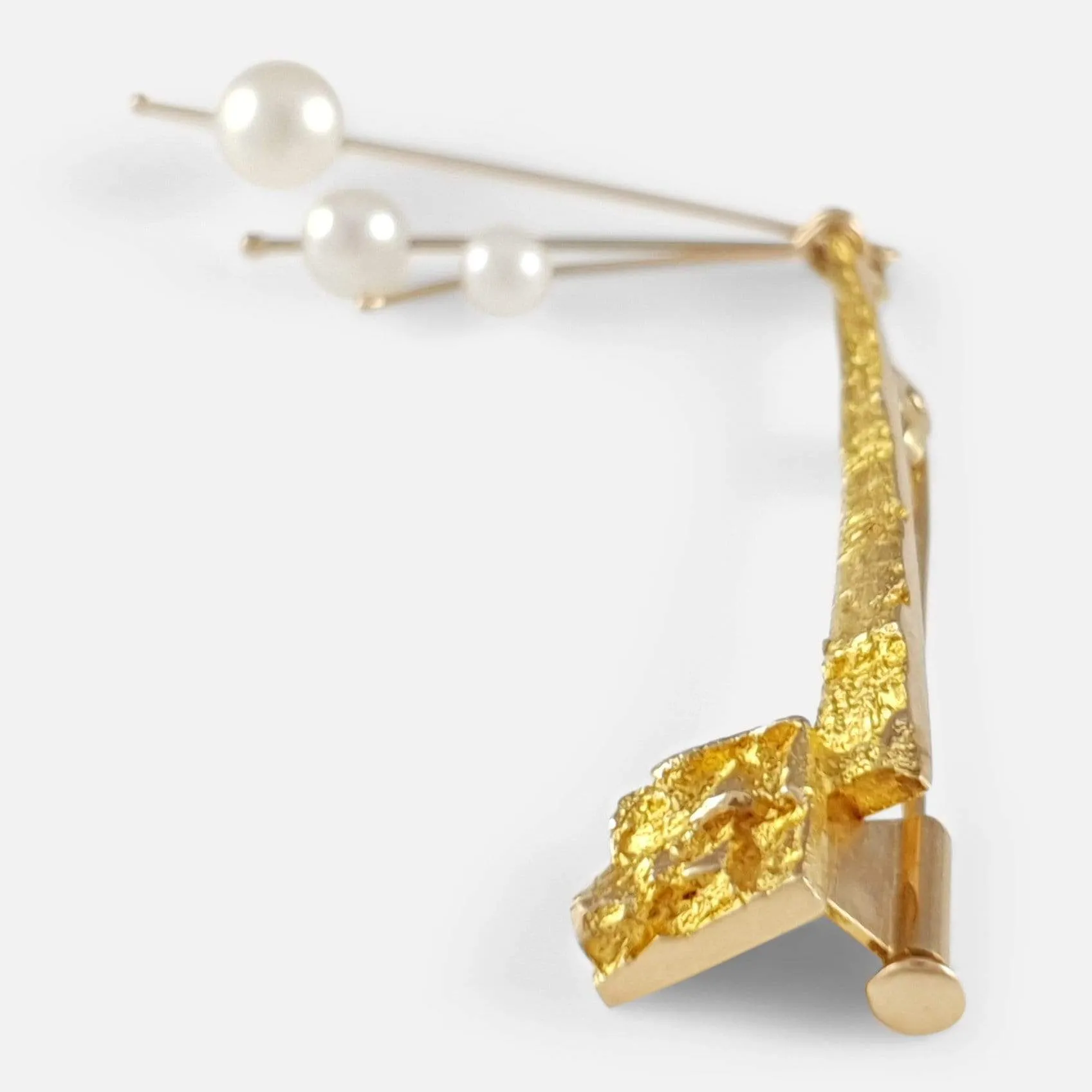 14ct Gold and Pearl Modernist Brooch by Lapponia