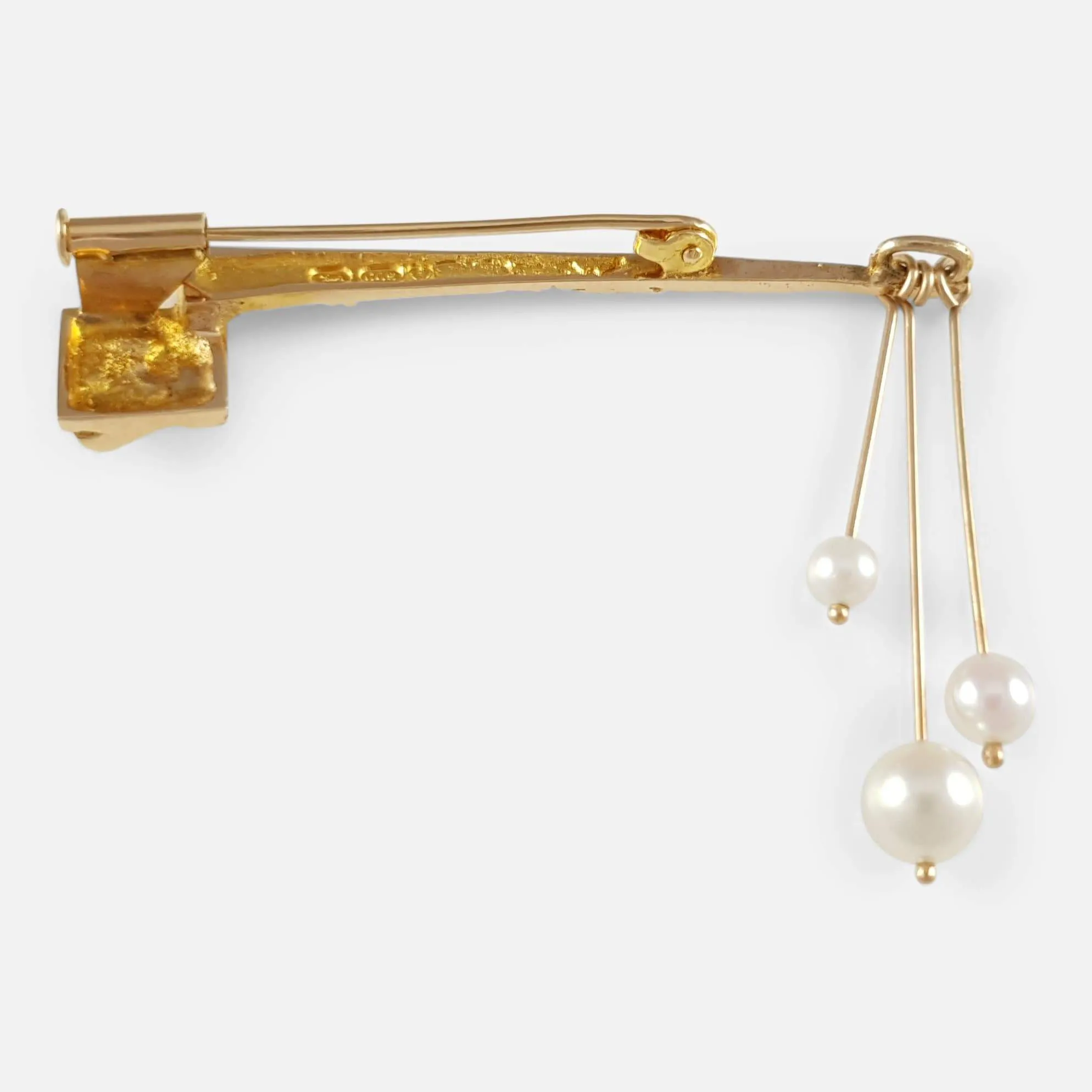 14ct Gold and Pearl Modernist Brooch by Lapponia