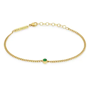 14k Emerald Bezel XS Curb Chain Bracelet