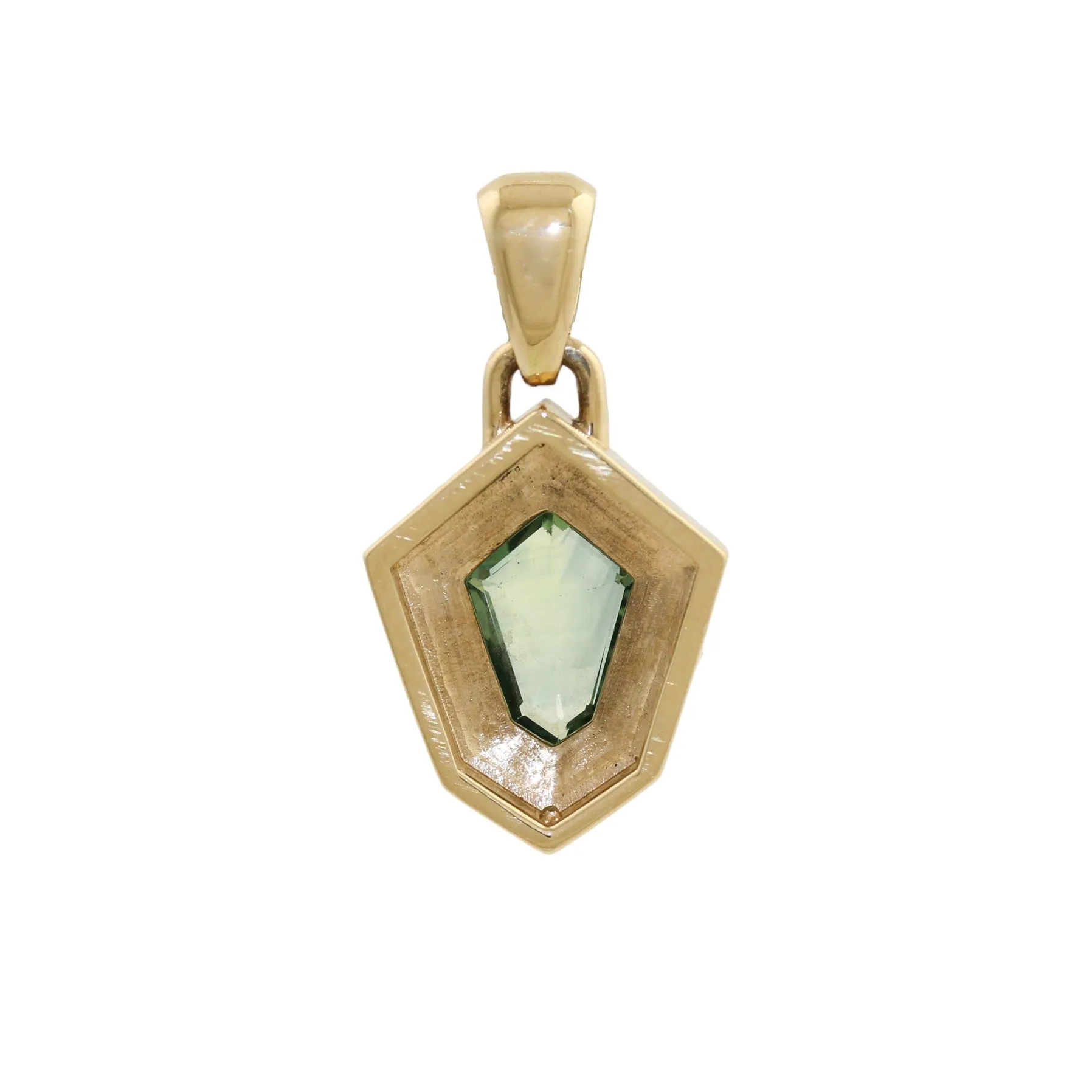 14K Teal Sapphire Art Deco Pendant