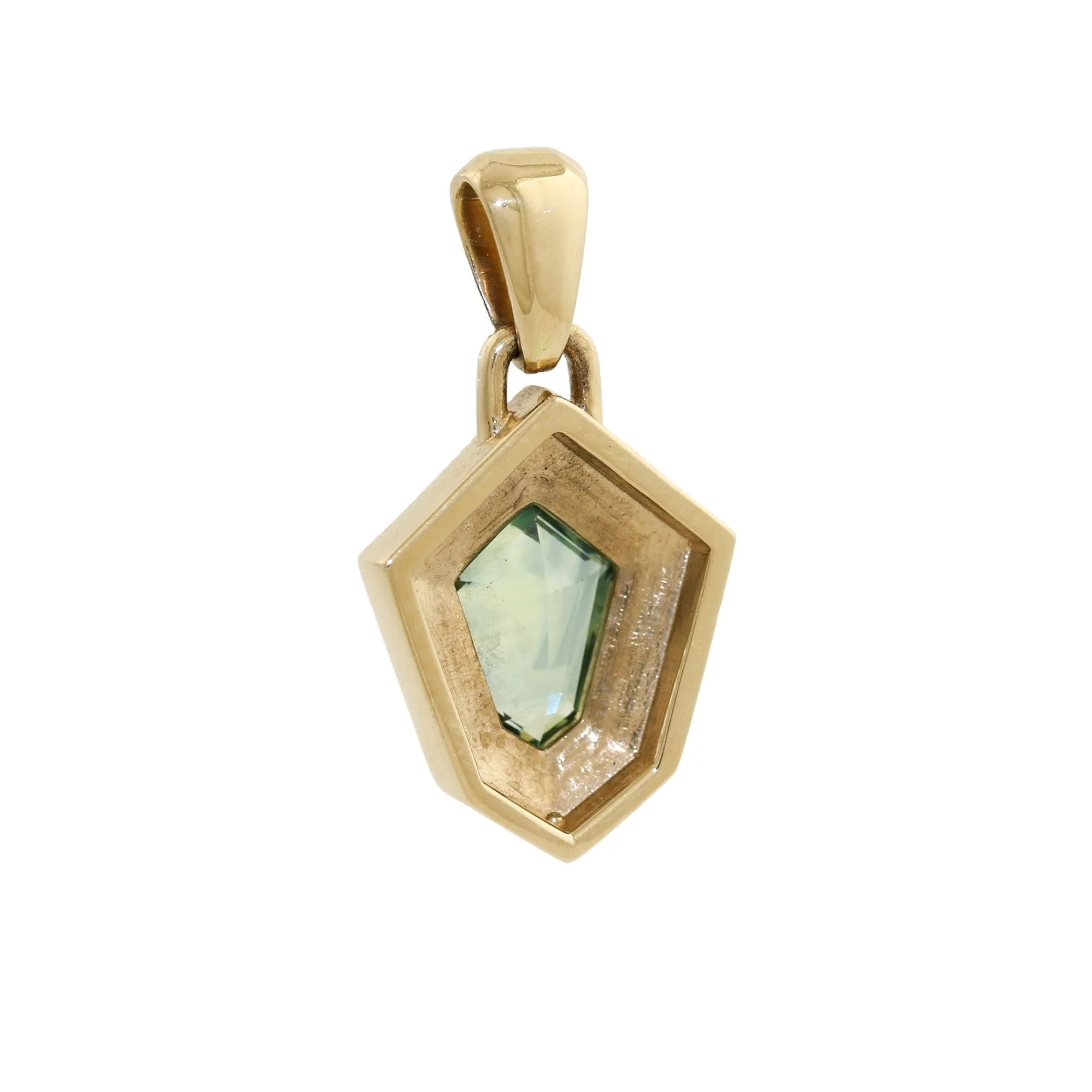 14K Teal Sapphire Art Deco Pendant