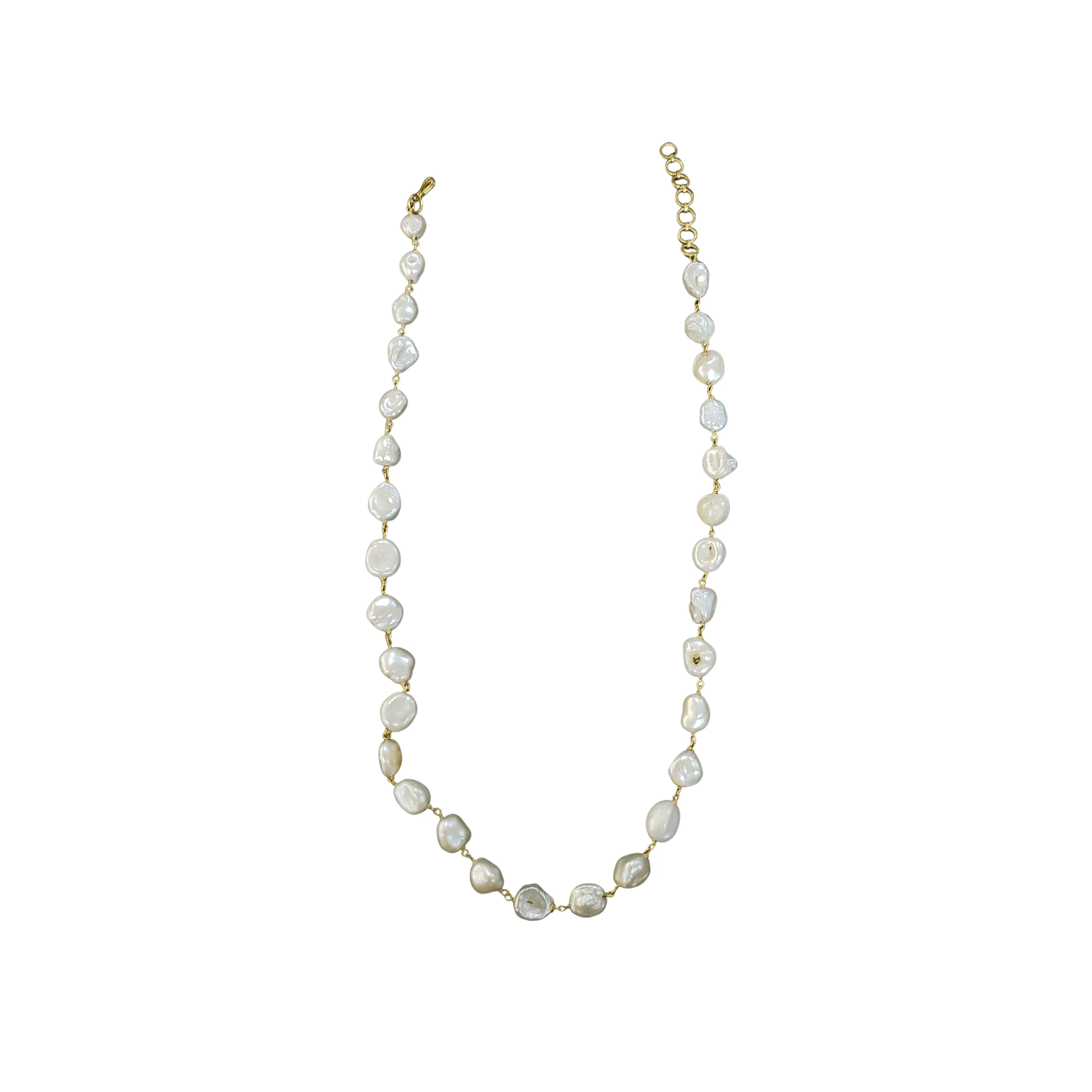 18k Gold Freshwater Pearls Necklace Beaded