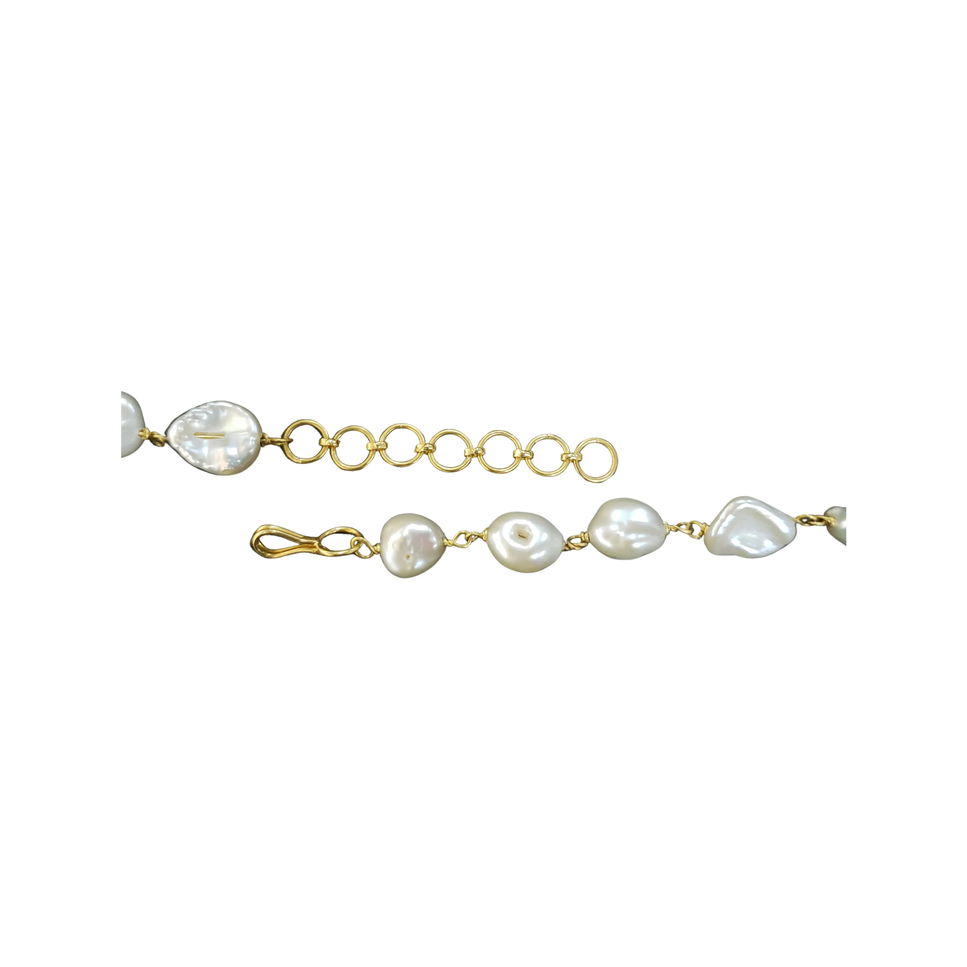 18k Gold Freshwater Pearls Necklace Beaded