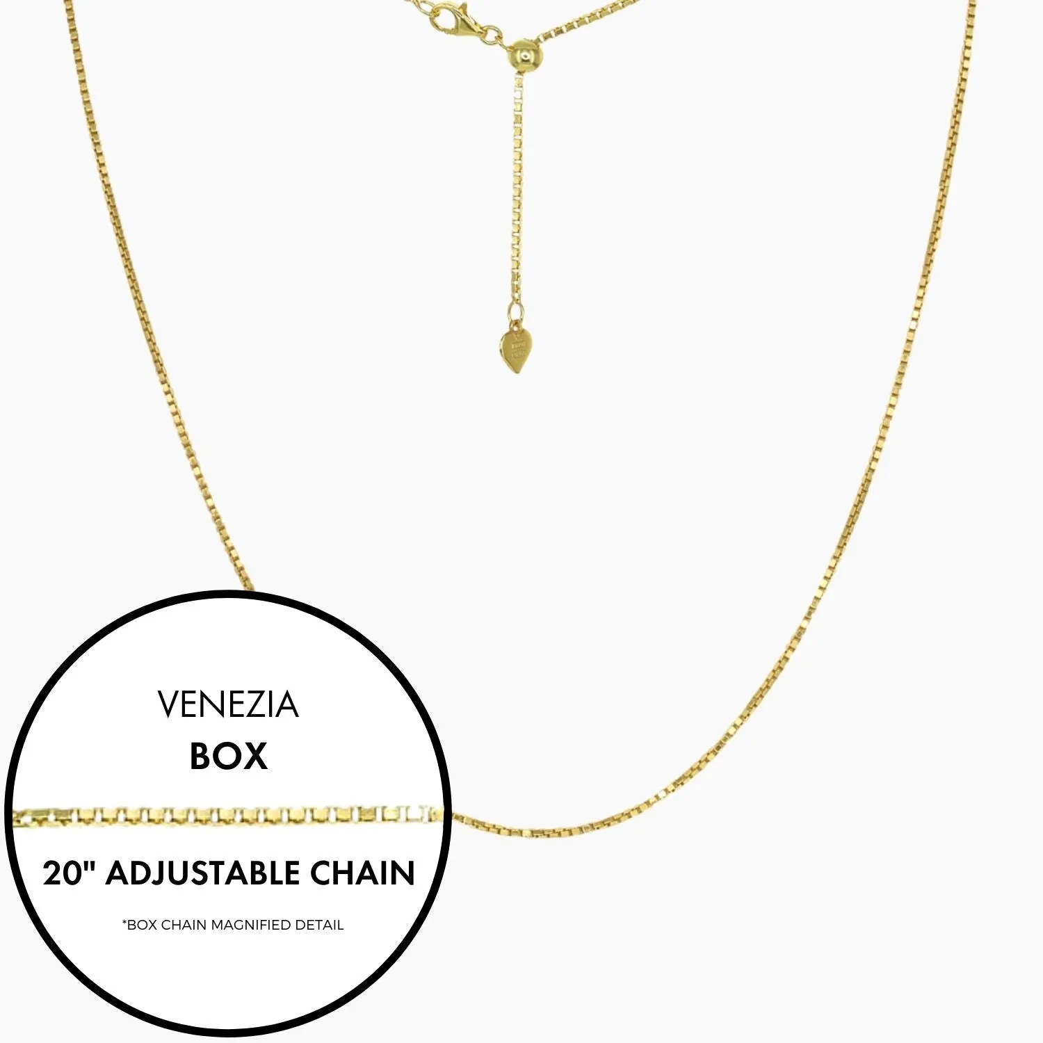 20 Italian Venezia Box Adjustable Chain (Gold)