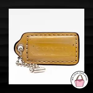 2" Medium COACH YELLOW TAN PATENT LEATHER KEY FOB BAG CHARM KEYCHAIN HANGTAG TAG