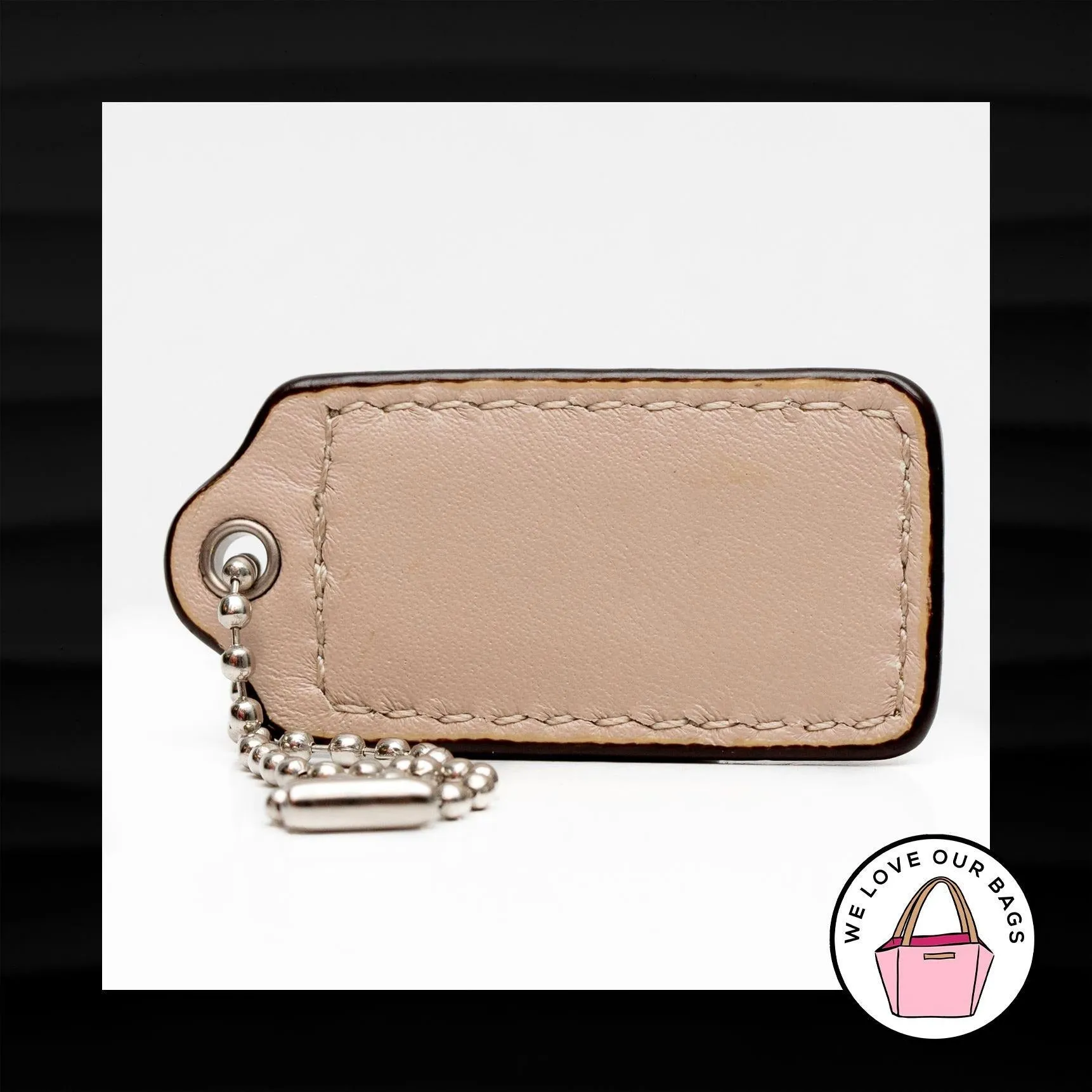2" Medium COACH YELLOW TAN PATENT LEATHER KEY FOB BAG CHARM KEYCHAIN HANGTAG TAG