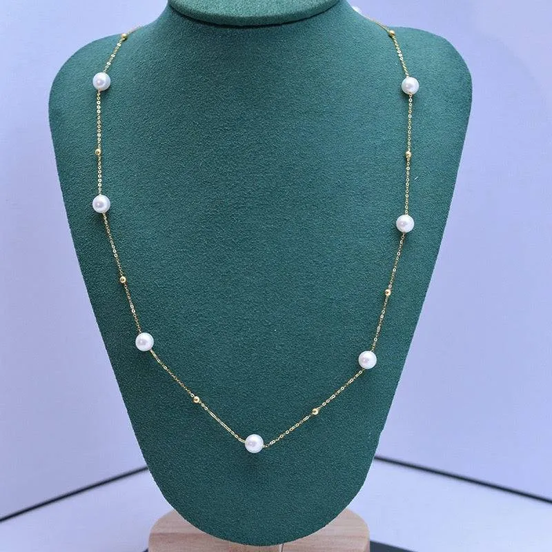 6-7mm Jessica 18k Gold Freshwater Pearl Necklace