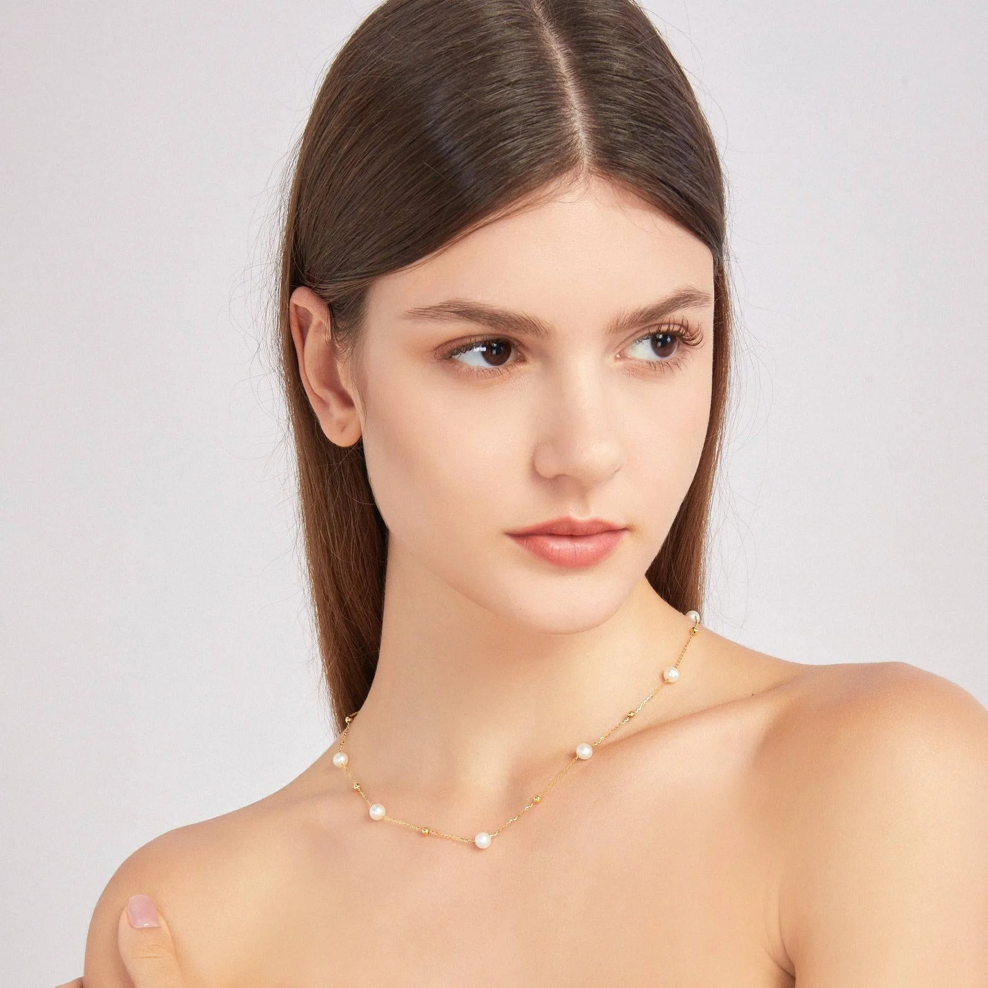 6-7mm Jessica 18k Gold Freshwater Pearl Necklace