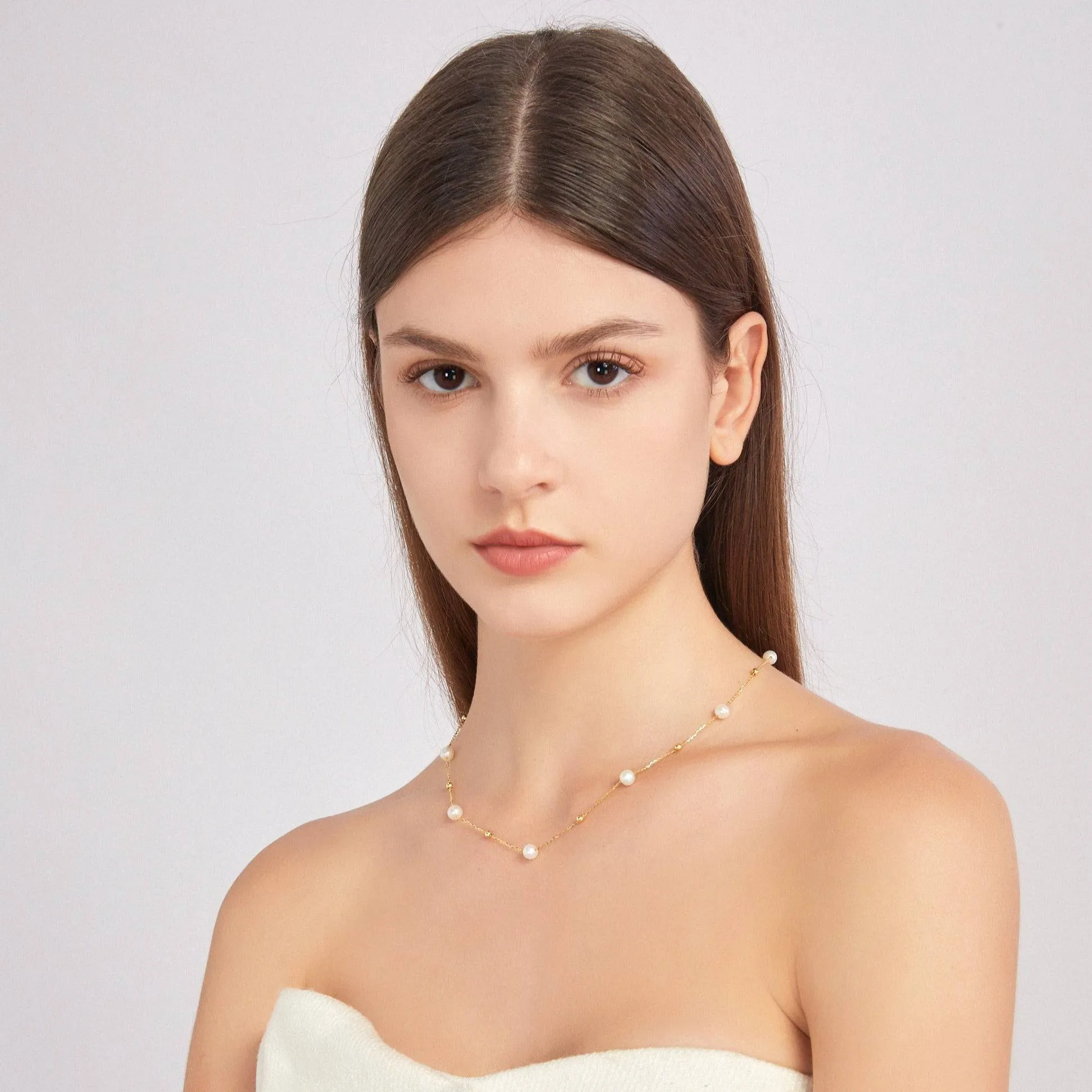 6-7mm Jessica 18k Gold Freshwater Pearl Necklace