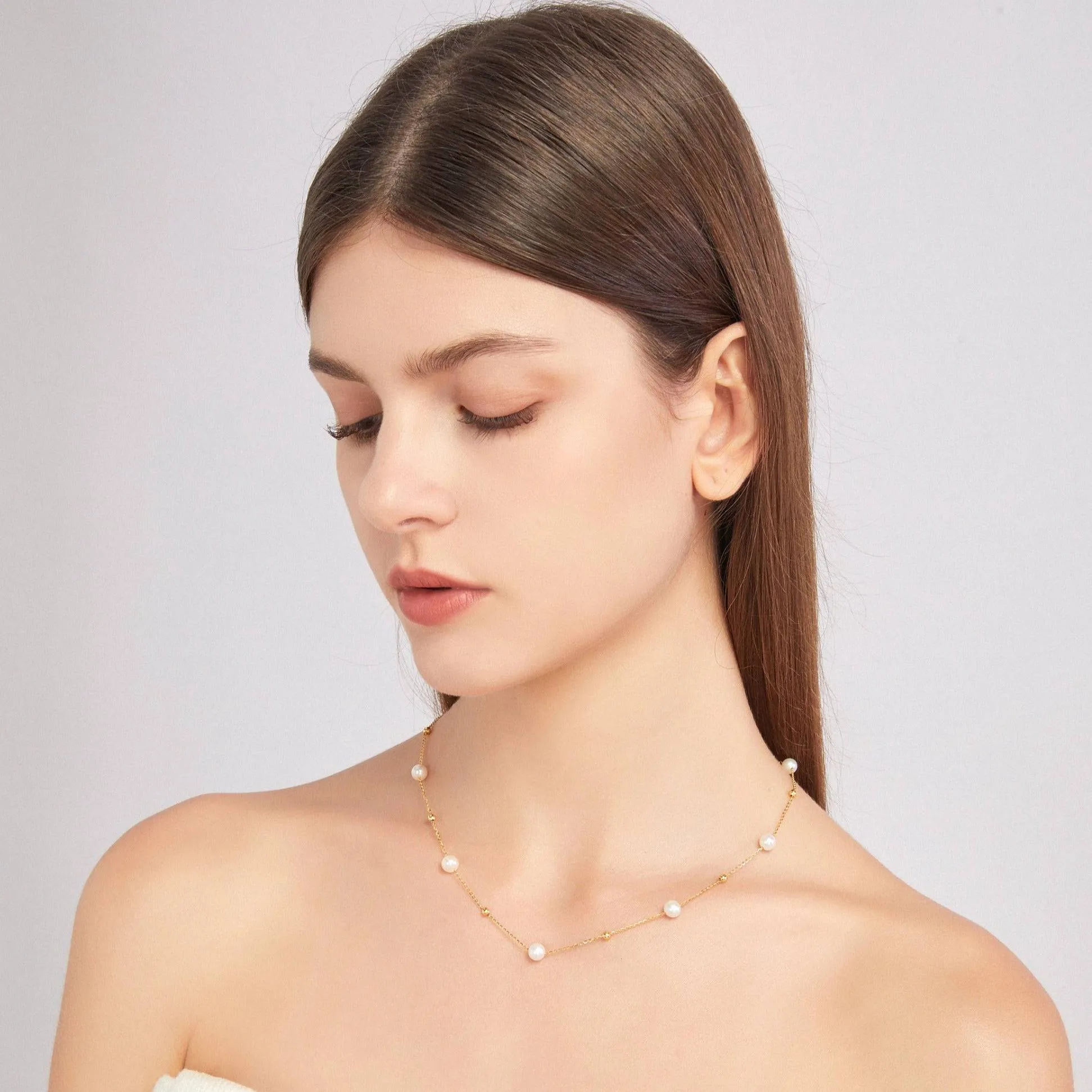 6-7mm Jessica 18k Gold Freshwater Pearl Necklace