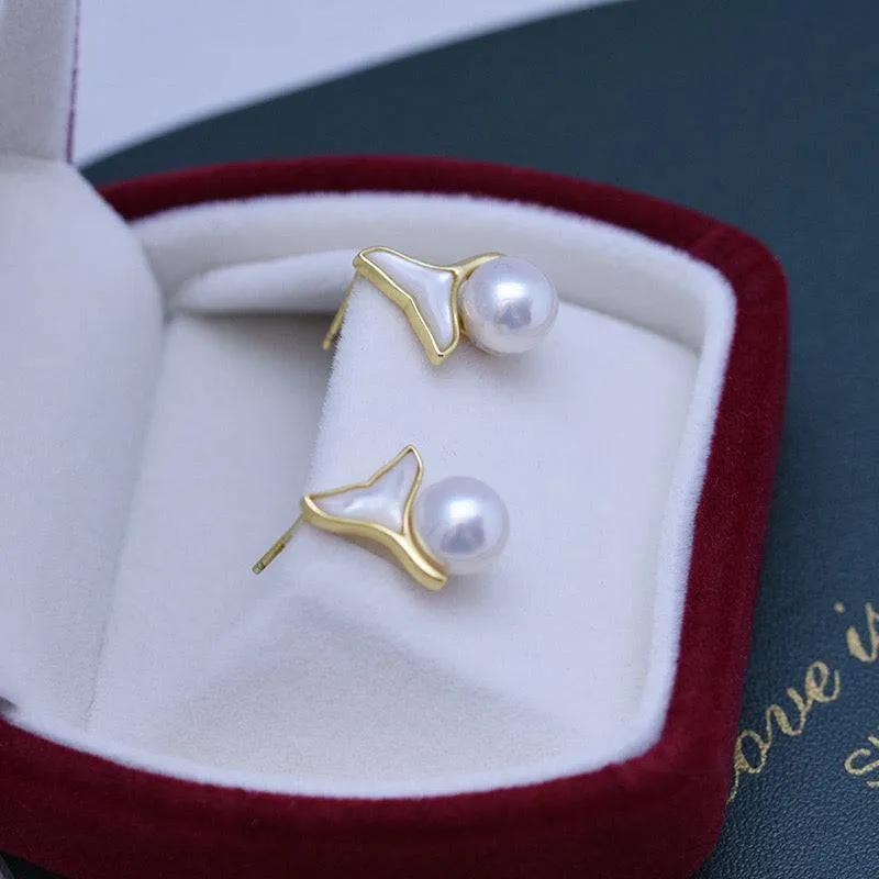 7-8mm Freshwater Pearl Mermaid Earrings
