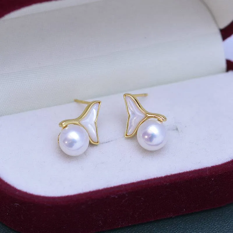 7-8mm Freshwater Pearl Mermaid Earrings