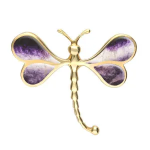 9ct Yellow Gold Blue John Dragonfly Brooch