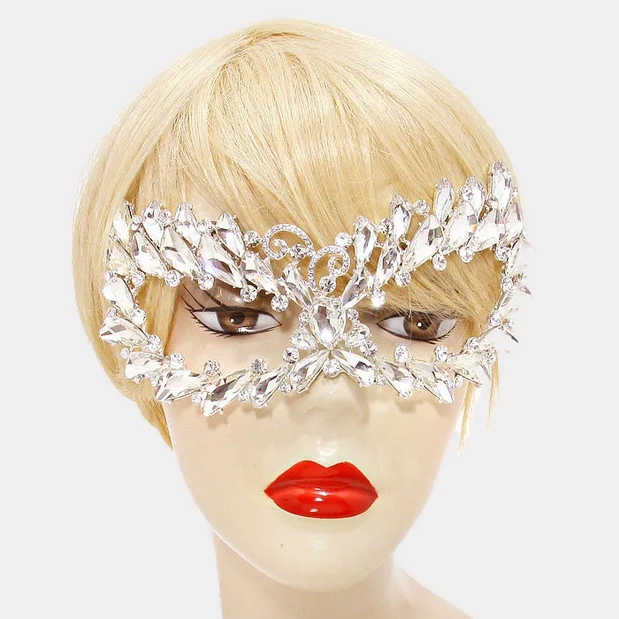 Amara Art Deco Cluster Statement Masquerade Mask | Crystal