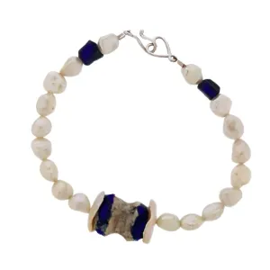 Ancient Glass & Pearl Bracelet 'Keshi'