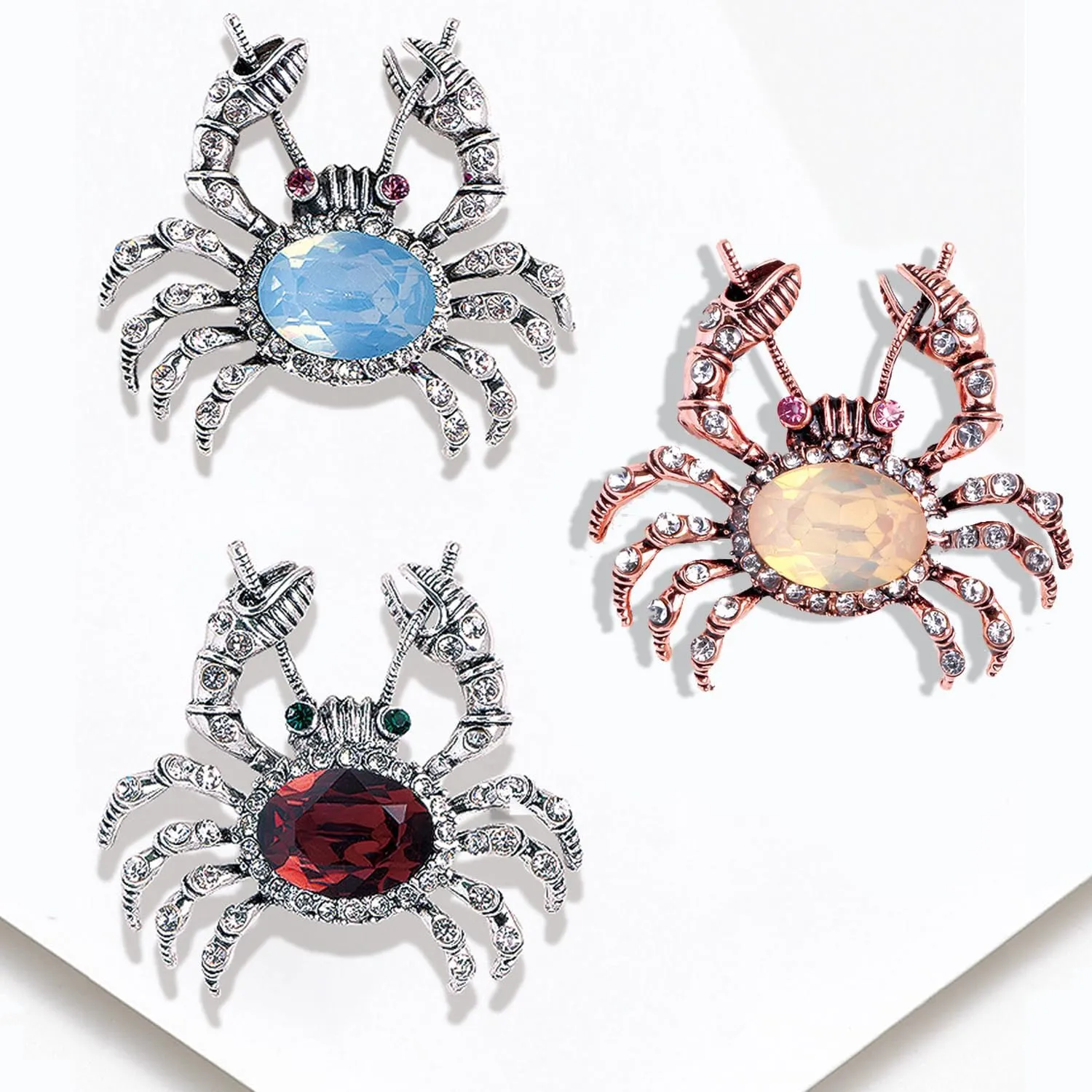 Animal Brooch Lapel Pin Rhinestone Crab Brooch Pin Women Brooches Brooches Hats Bags Clothing Decorations Accessory Safety Pin, Jewelry Gift for Women