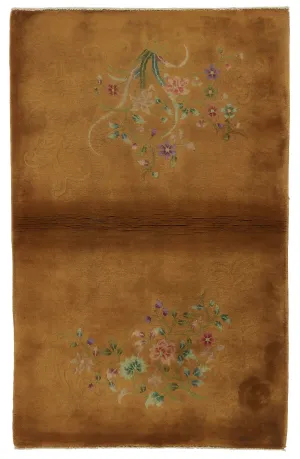 ANTIQUE CHINESE NICHOLS ART DECO GOLD 2' 11" x 4' 8"