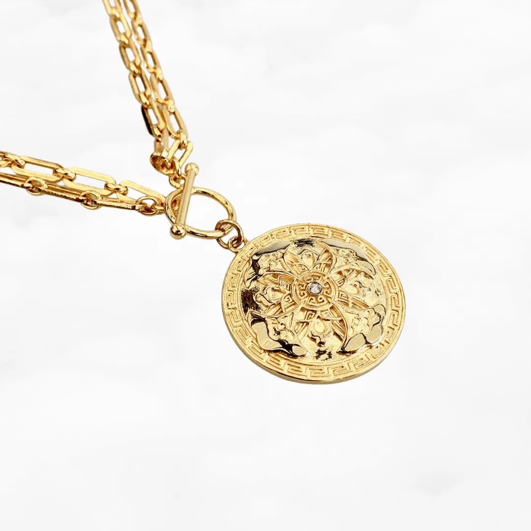 Auspicious Flower Pendant Necklace