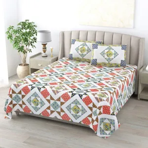 Avalon Geometric Bedsheet -  Red & Yellow