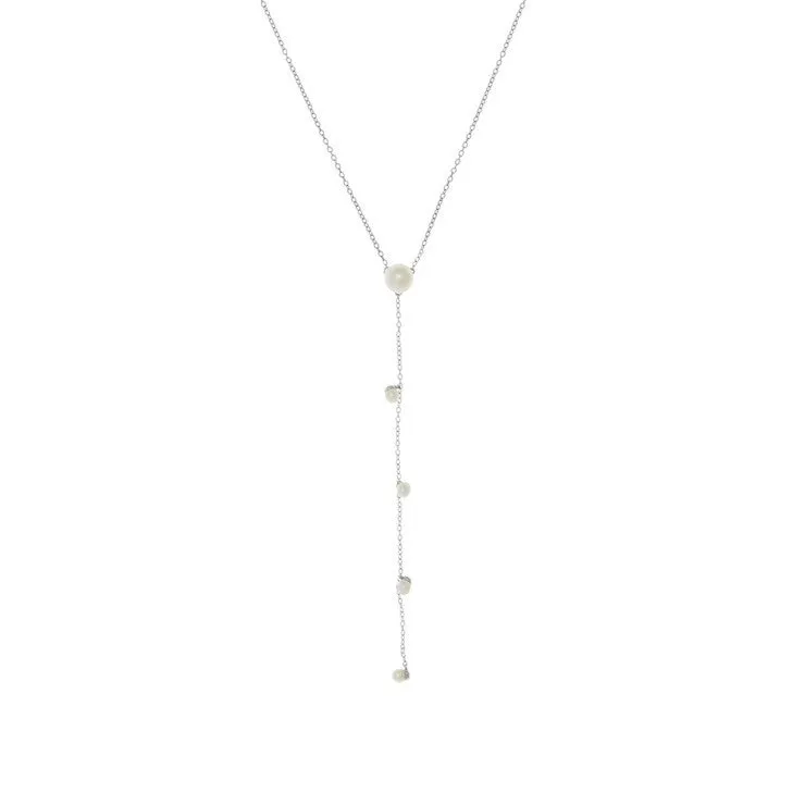 Before The Sunset Pearl Drop Necklace- Silver