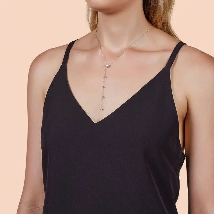 Before The Sunset Pearl Drop Necklace- Silver