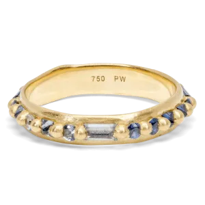 Blue Mixed Cut Nina Ring - Size 9 - 11023