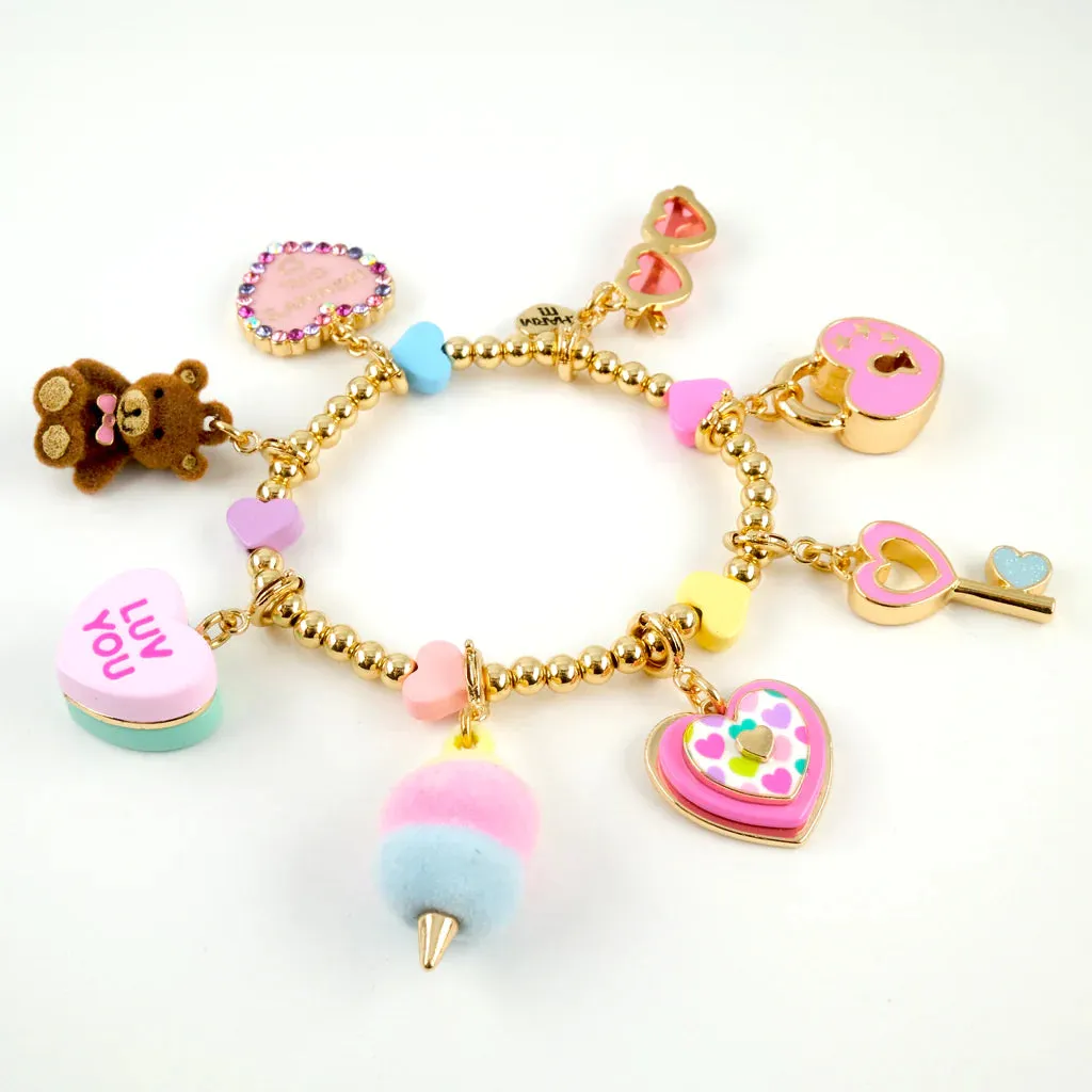 CHARM IT! Gold Multi-Heart Pastel Charm Bracelet