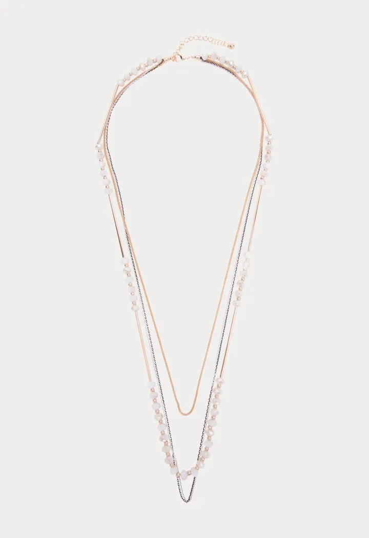 Choice Mixed Multi Chain Necklace Offwhite