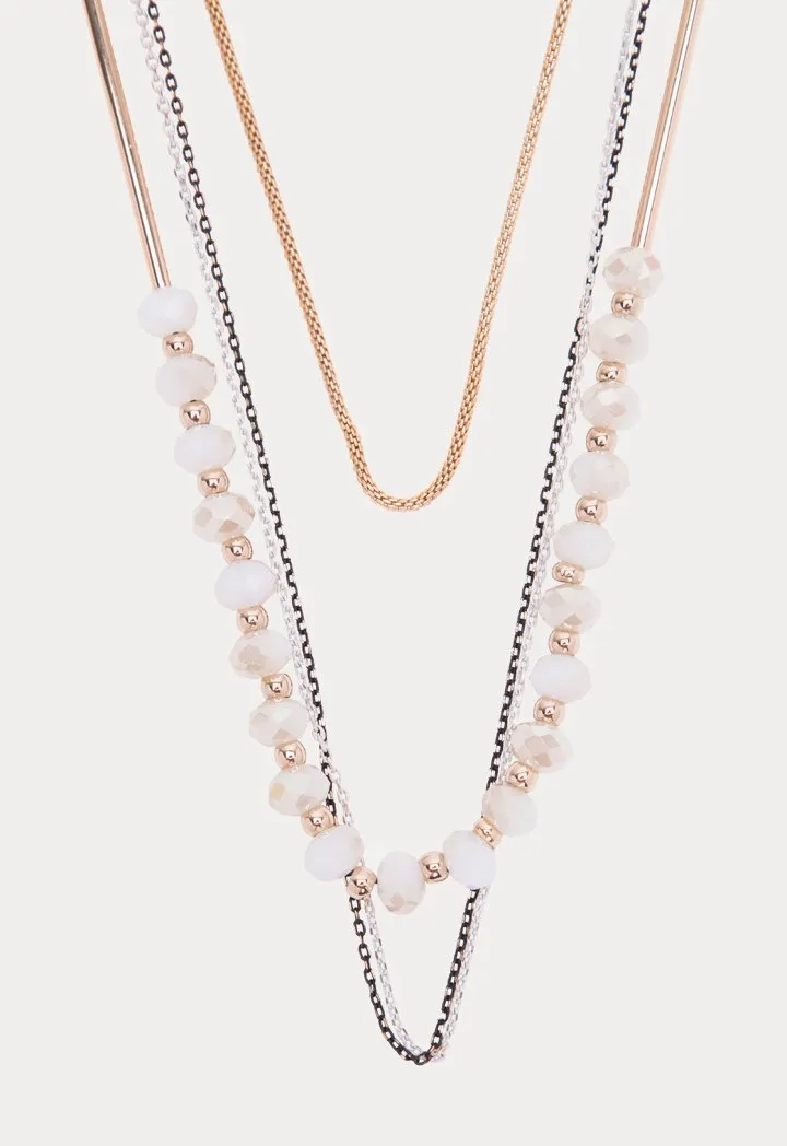 Choice Mixed Multi Chain Necklace Offwhite