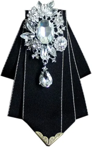 Crystal Bow tie Brooches Collar Pin Jewelry ribbon Fabric Bowknot Pre Tied Neck Tie For men Women wedding bridegroom