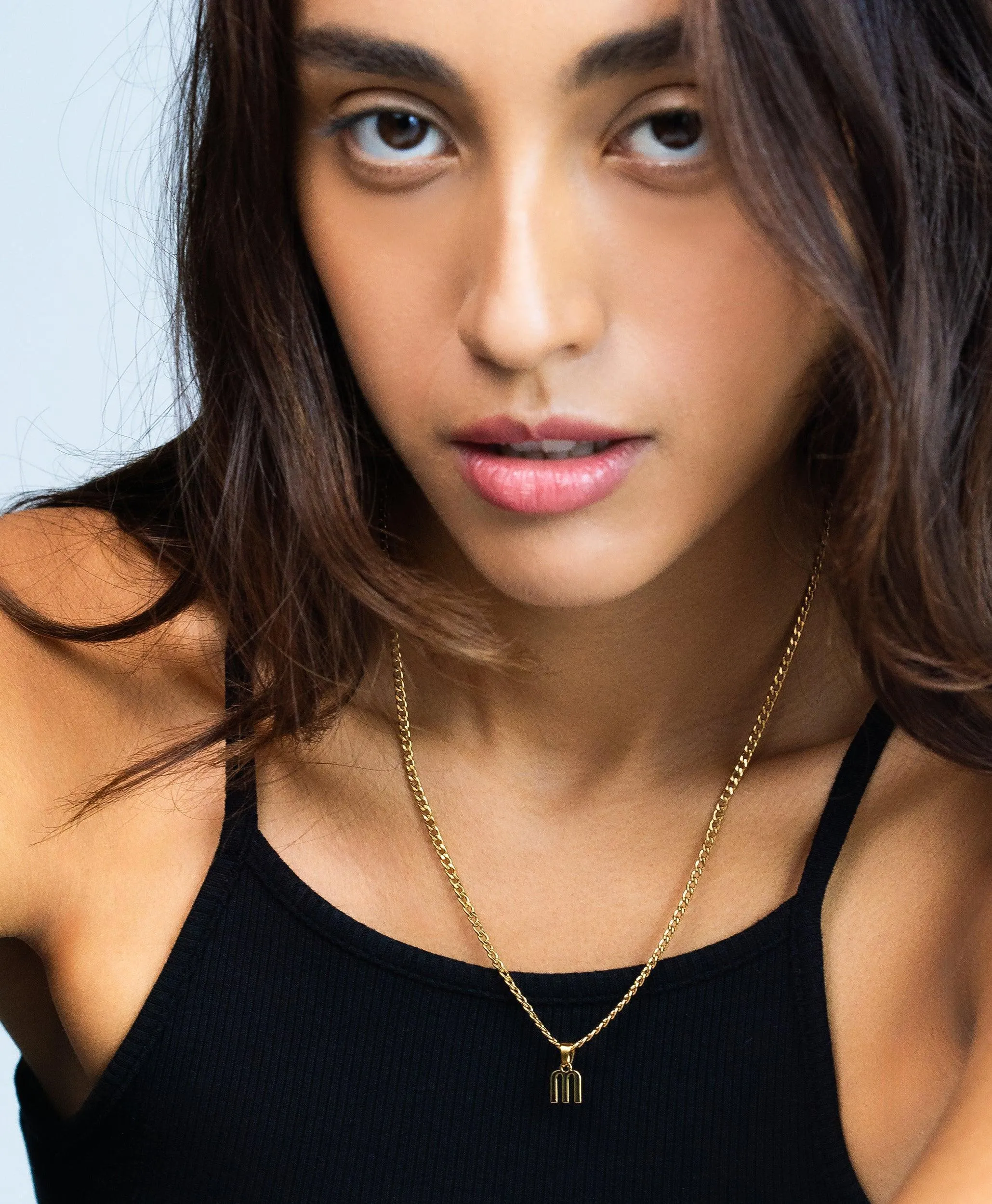 Curb Initial Necklace 18ct Gold Vermeil