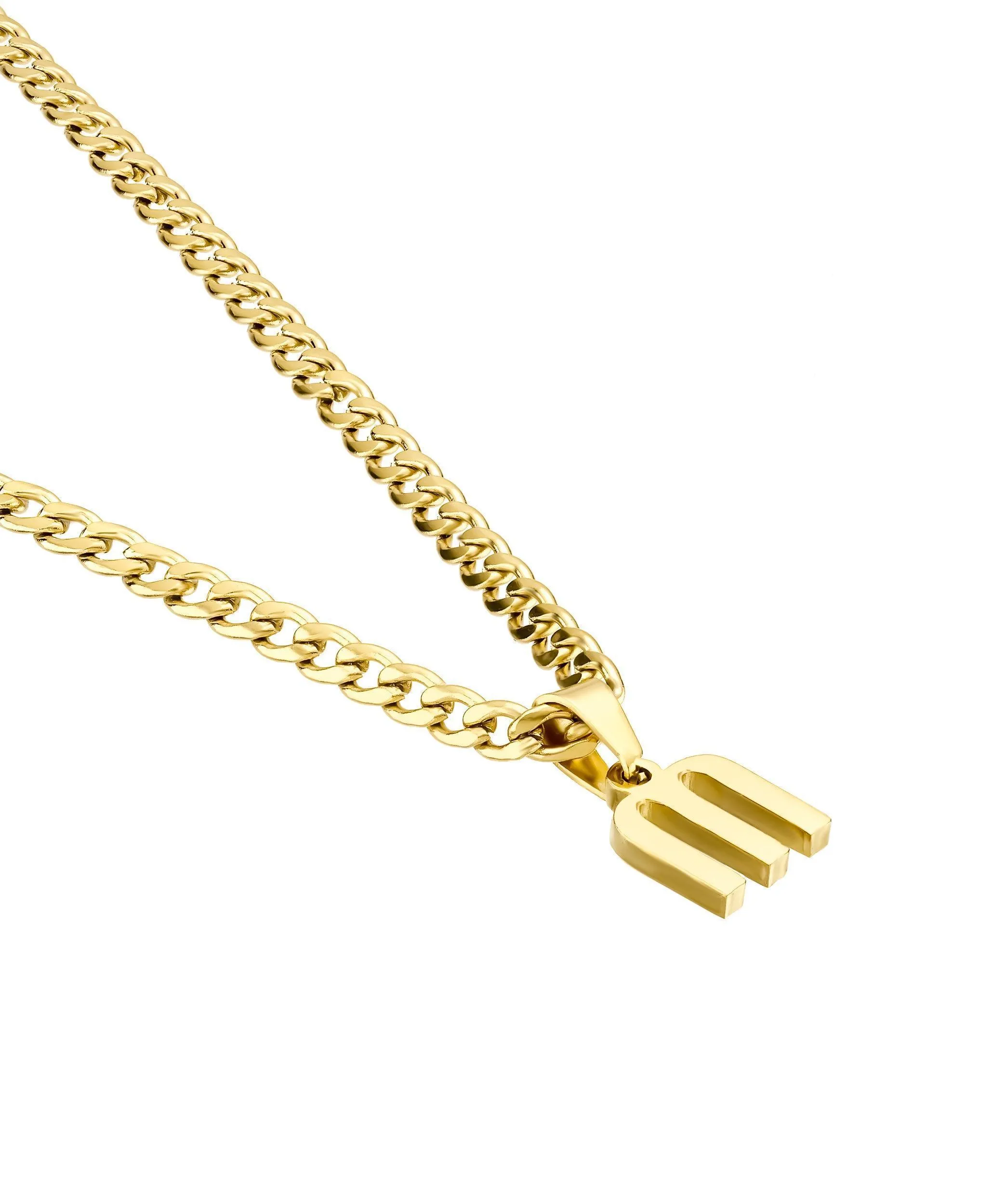 Curb Initial Necklace 18ct Gold Vermeil