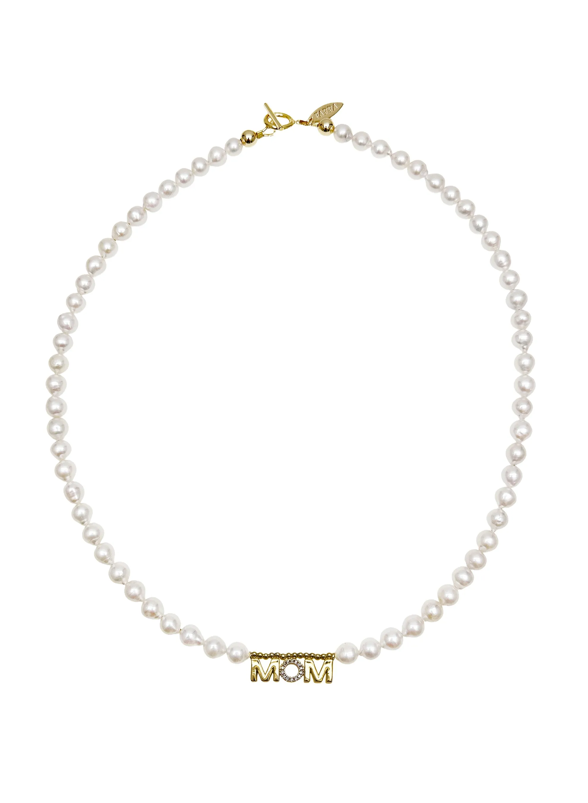 Freshwater Pearls with MOM Pendant Necklace LN060