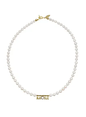 Freshwater Pearls with MOM Pendant Necklace LN060