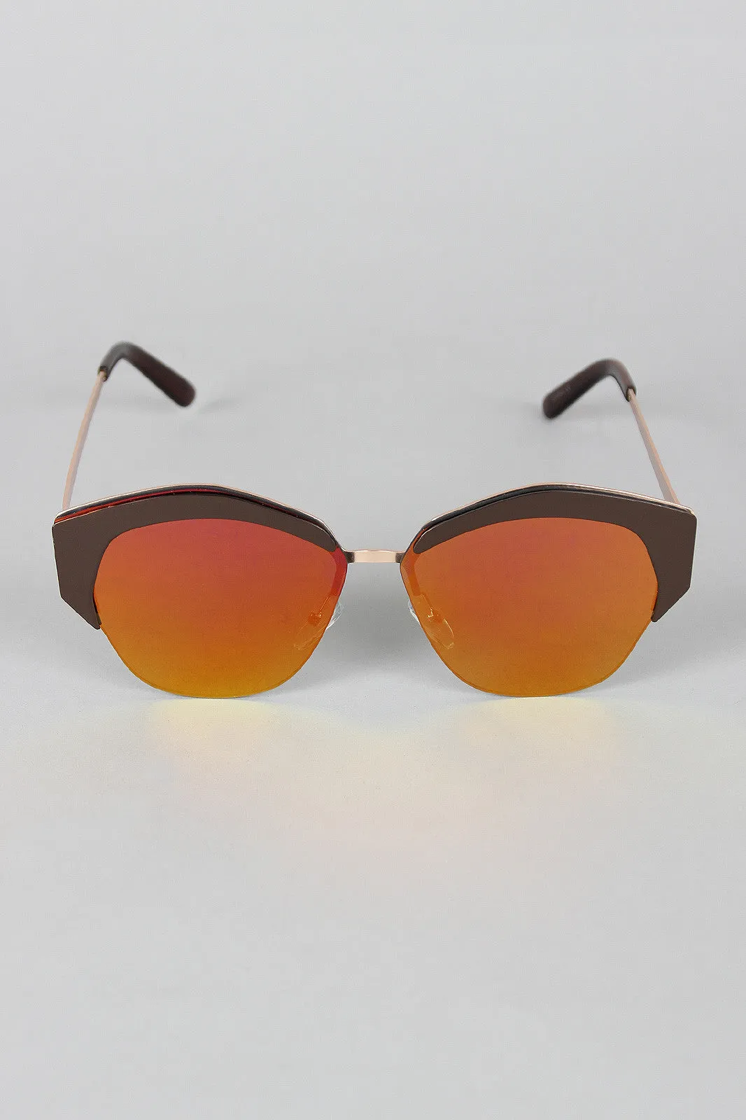 Geometric Semi-Rimless Sunglasses