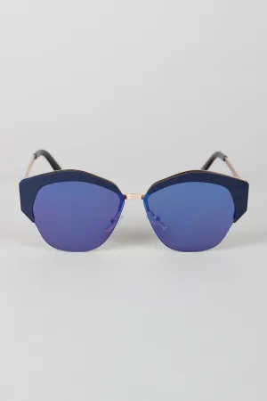 Geometric Semi-Rimless Sunglasses
