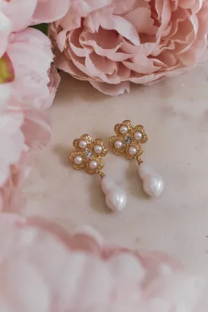 Godfrey Pearl Drop Earrings - White