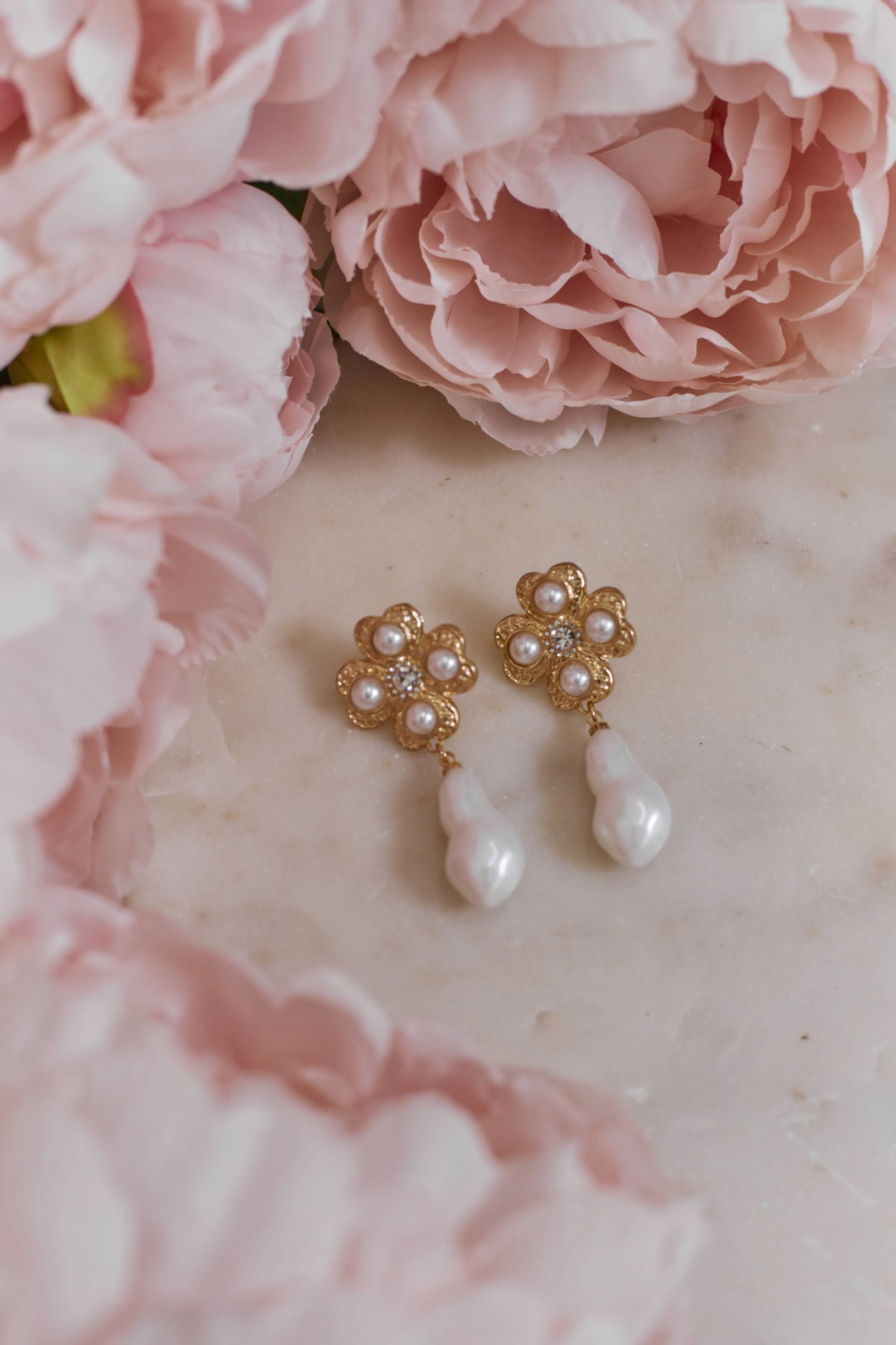 Godfrey Pearl Drop Earrings - White