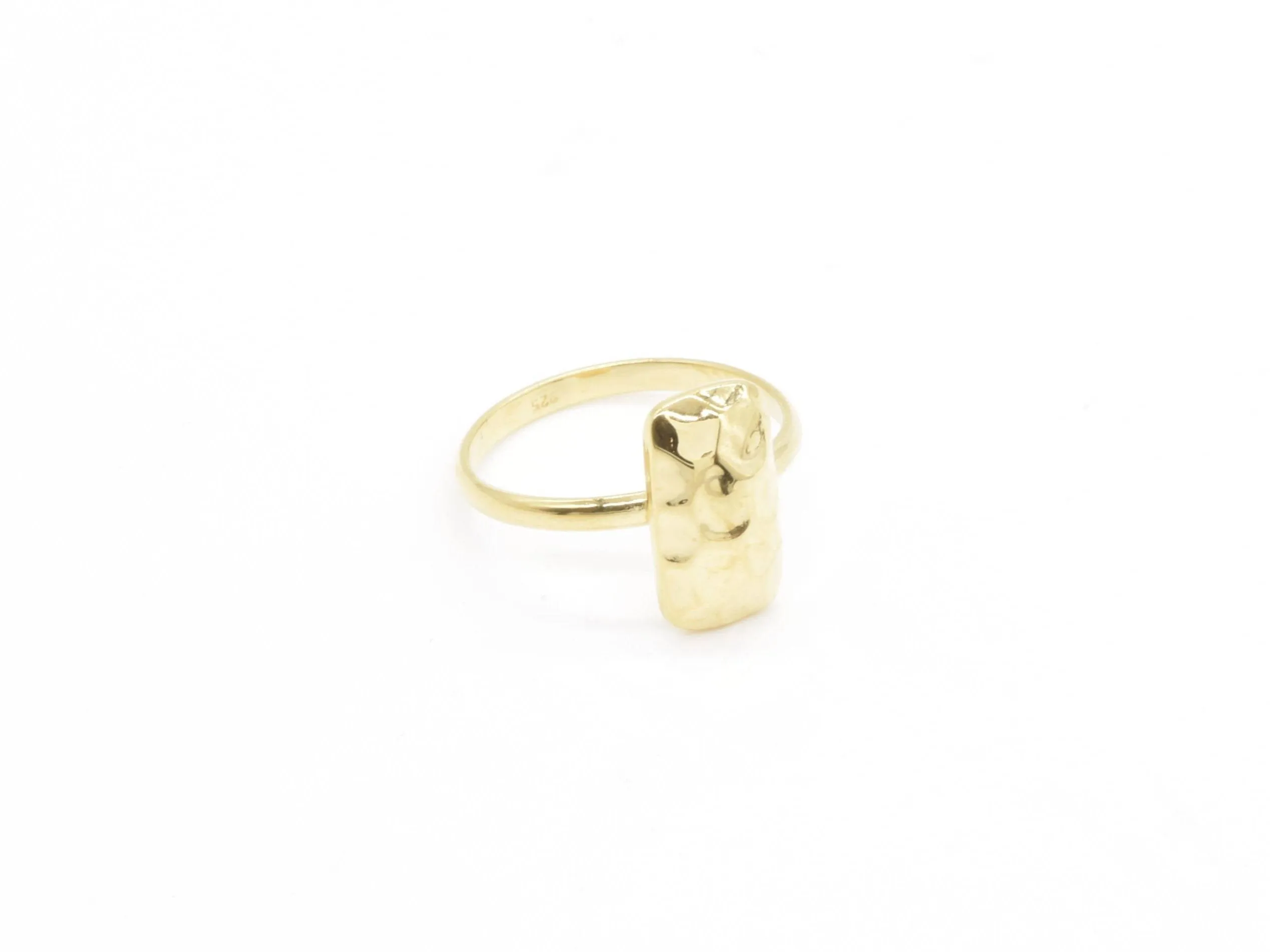 Gold Hammered Ring - Unique Textured Ring, Statement Gold Band